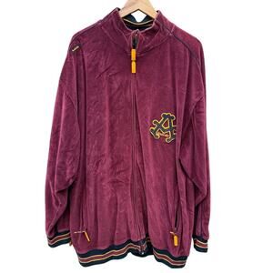 Akademiks Velour Track Jacket Mens Sz XXL Burgundy Stadium Division Y2K Vintage